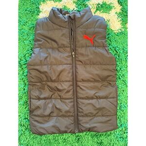 Puma Puffer Vest‎ Kids Size S (7-8) Brown Excellent Quilted Full Zip Sleeveless